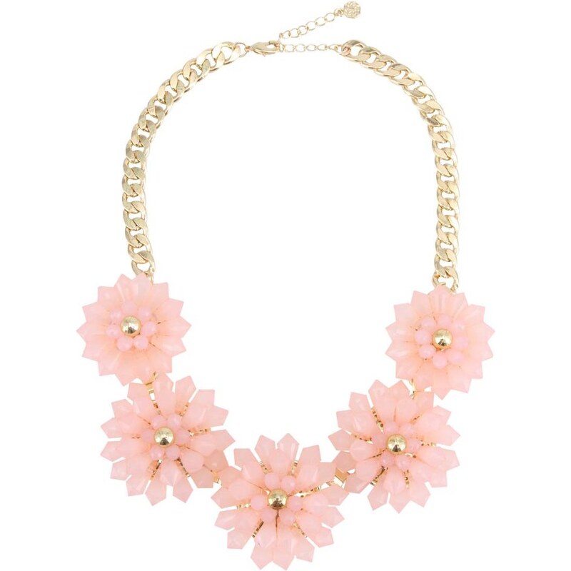 Zlatý náhrdelník s růžovými květy Pieces Jirina
