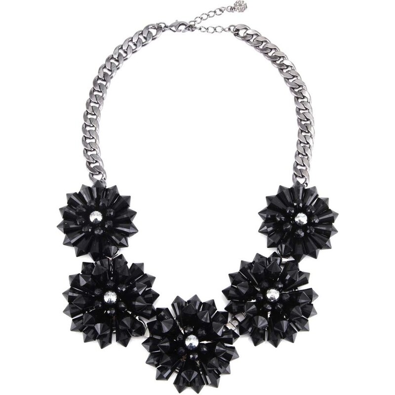 Šedo-černý náhrdelník s květy Pieces Jirina
