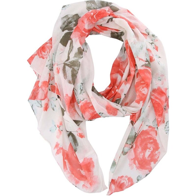 Červeno-krémový květovaný šátek Pieces Jelles