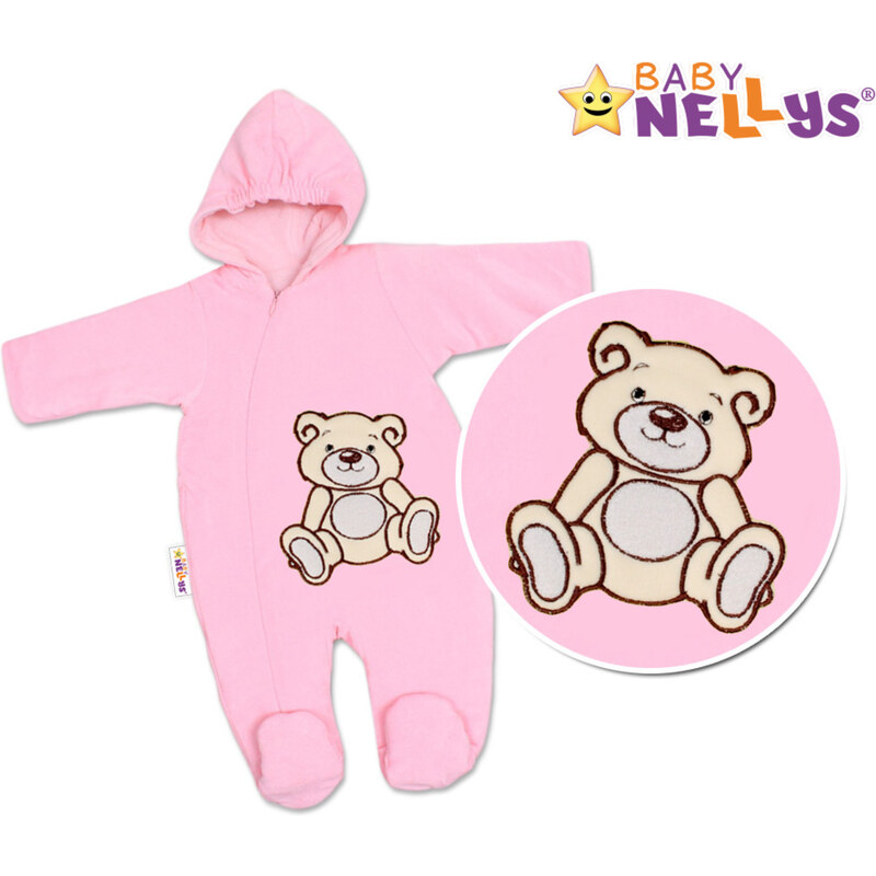 BABY NELLYS Kombinézka/overálek Teddy Bear - růžová