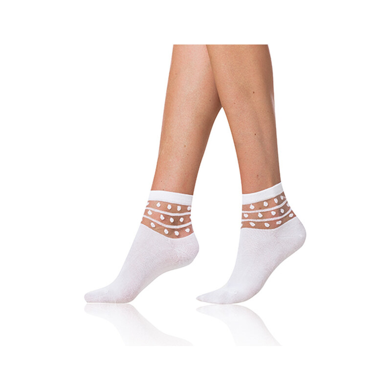 Dámské ponožky s ozdobným lemem TRENDY COTTON SOCKS - BELLINDA - bílá 103232828