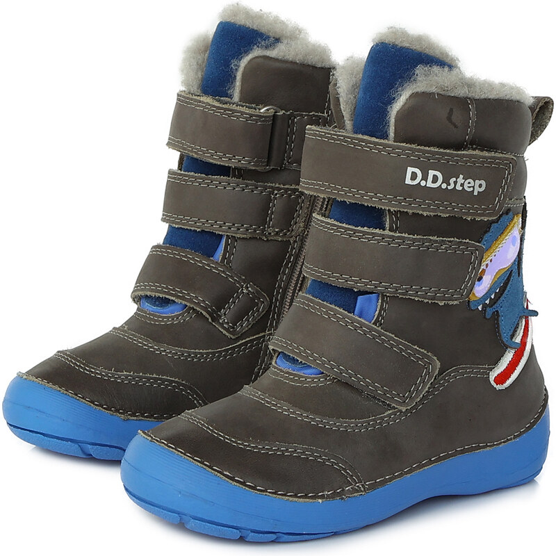 D.D. step chlapecká dětské zimné celokožení boty W023-406M Dark grey