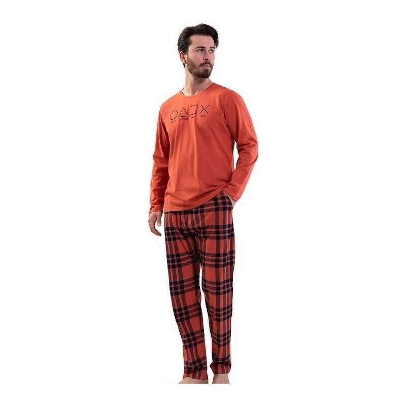 Naspani Pyžamo pro muže Shapes oranžový 1P1369