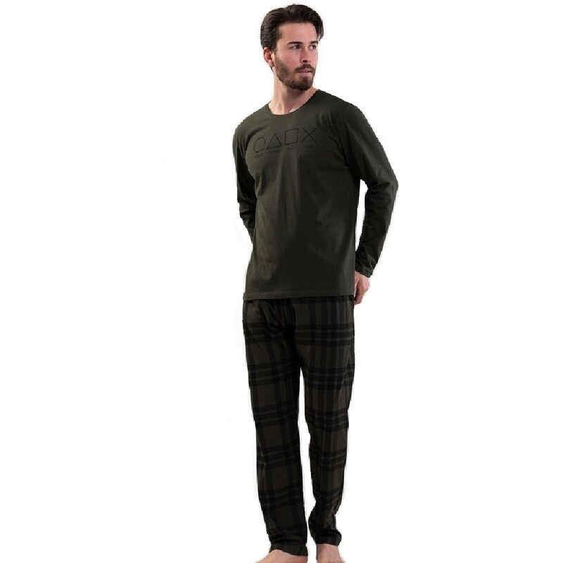 Naspani Pyžamo pro muže Shapes zelený 1P1367