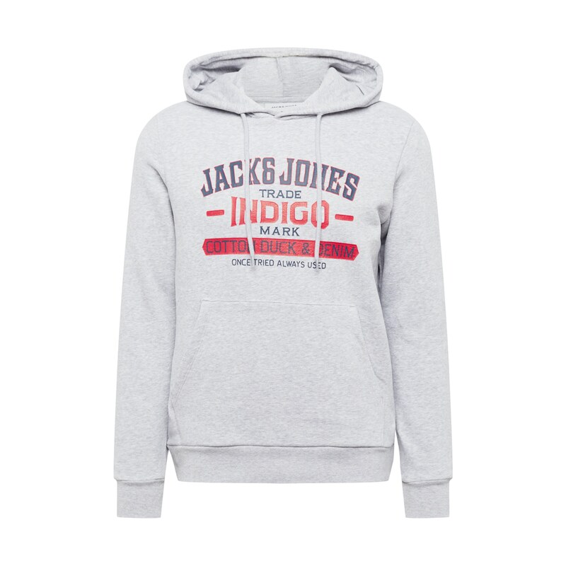 JACK & JONES Mikina New Denim námořnická modř / šedá / rubínově