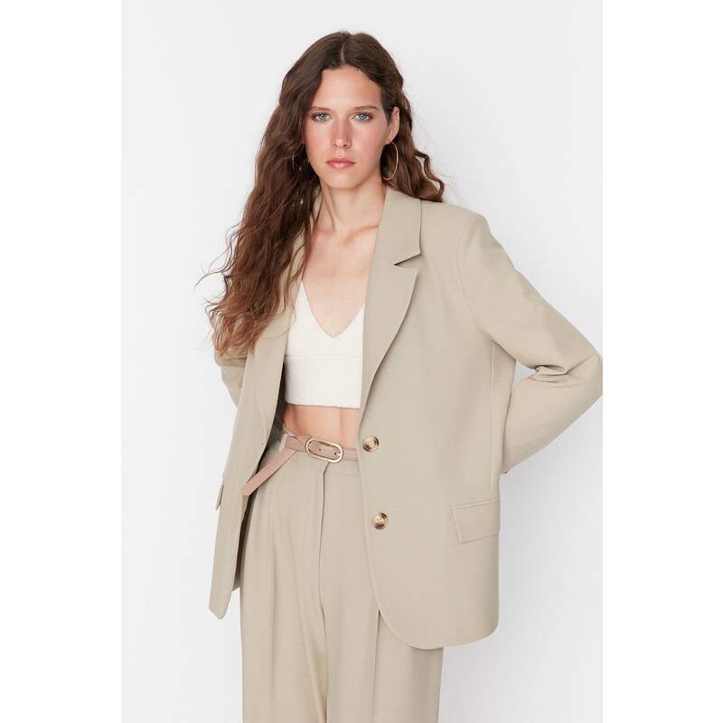 Trendyol Mink Regular Lined Woven Blazer Jacket