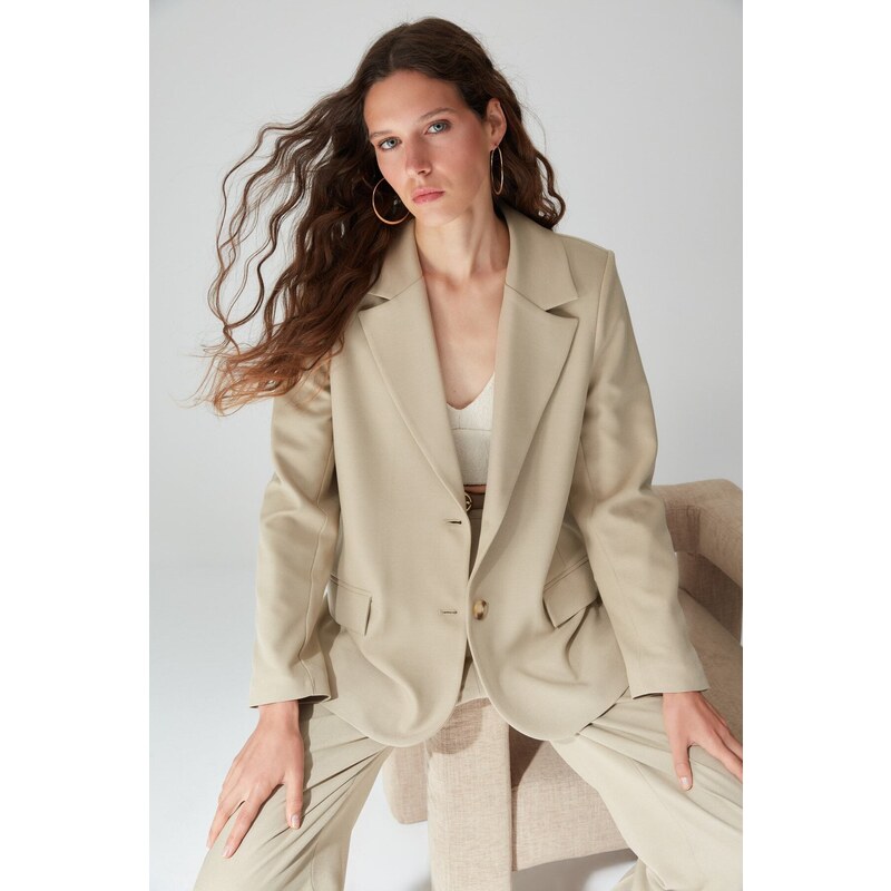 Trendyol Mink Regular Lined Woven Blazer Jacket