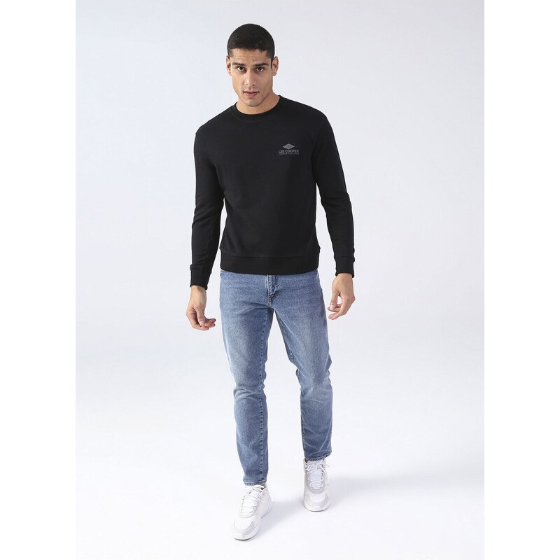 Lee Cooper Men's O Neck Black Sweatshirt 231 Lcm 241029 Neil S