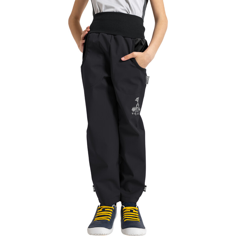 Unuo, Dětské softshellové kalhoty s fleecem Basic, Černá