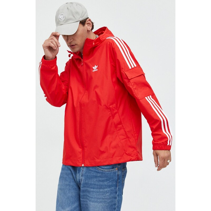 Bunda adidas Originals pánská, červená barva, přechodná