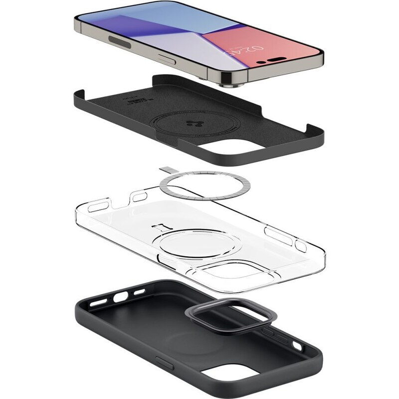 Ochranný kryt pro iPhone 14 Pro MAX - Spigen, Silicone Fit MagSafe Black