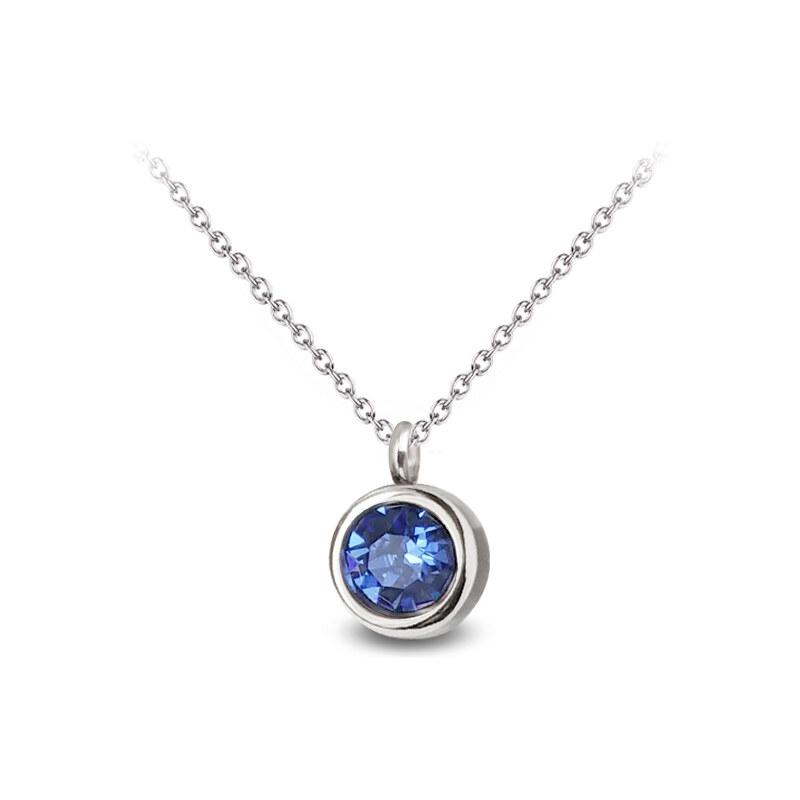Jewellis ČR Jewellis ocelový náhrdelník Hook Ice Deluxe s krystalem měsíce Září Swarovski - Sapphire