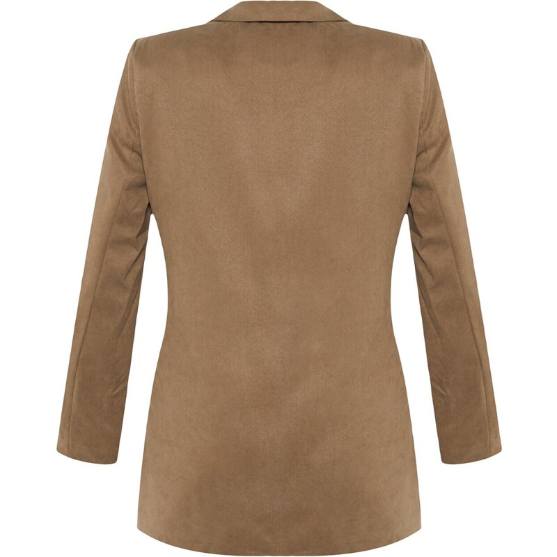 Trendyol Khaki Suede Woven Buttoned Blazer Jacket