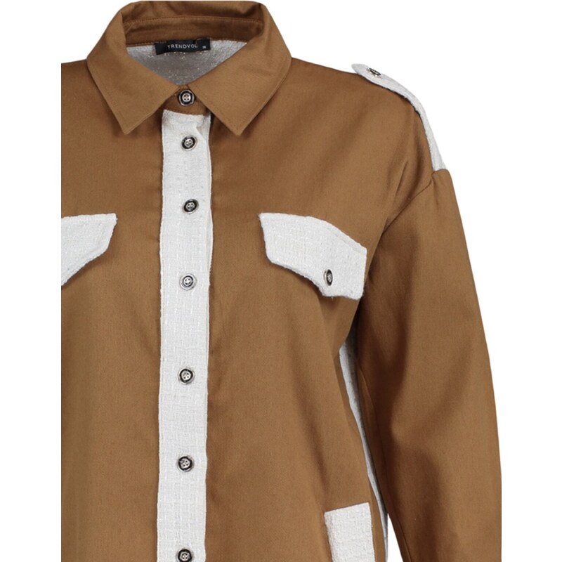Trendyol Camel Woven Shirt with Two Pockets