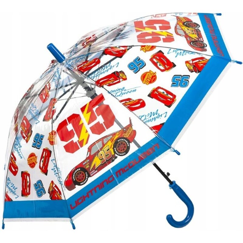 E plus M Dětský / chlapecký transparentní vystřelovací deštník Auta - Cars - Blesk McQueen 95