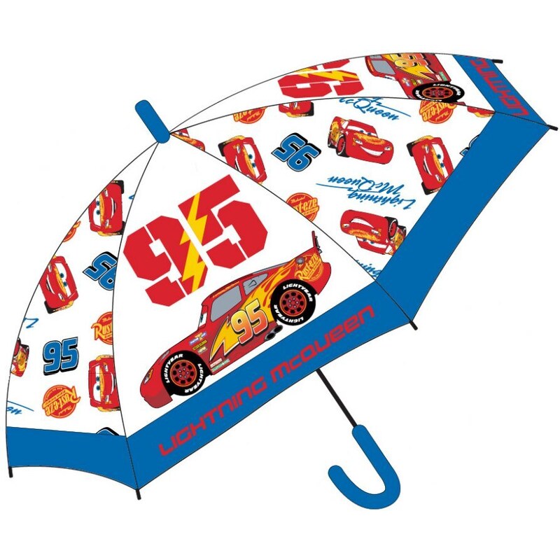 E plus M Dětský / chlapecký transparentní vystřelovací deštník Auta - Cars - Blesk McQueen 95