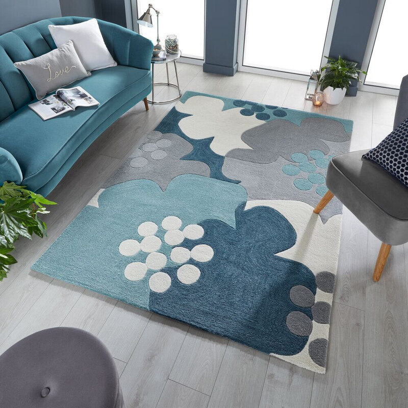 Flair Rugs koberce Kusový koberec Zest Retro Floral Blue - 120x170 cm