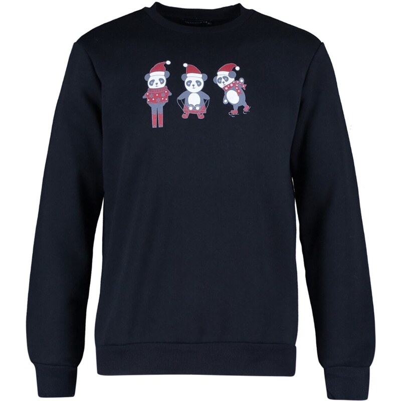 Trendyol Black Men's Regular/Normal Cut Christmas Themed Printed Fleece Inside Sweatshirt