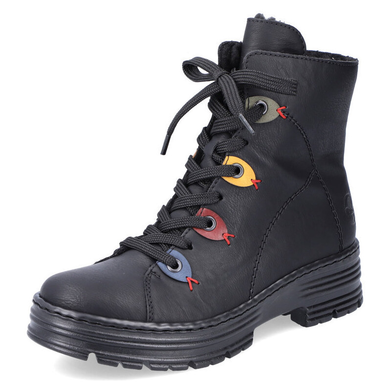 Dámská flexiblová kotníková obuv z ekokůže X8541-00 Rieker černá