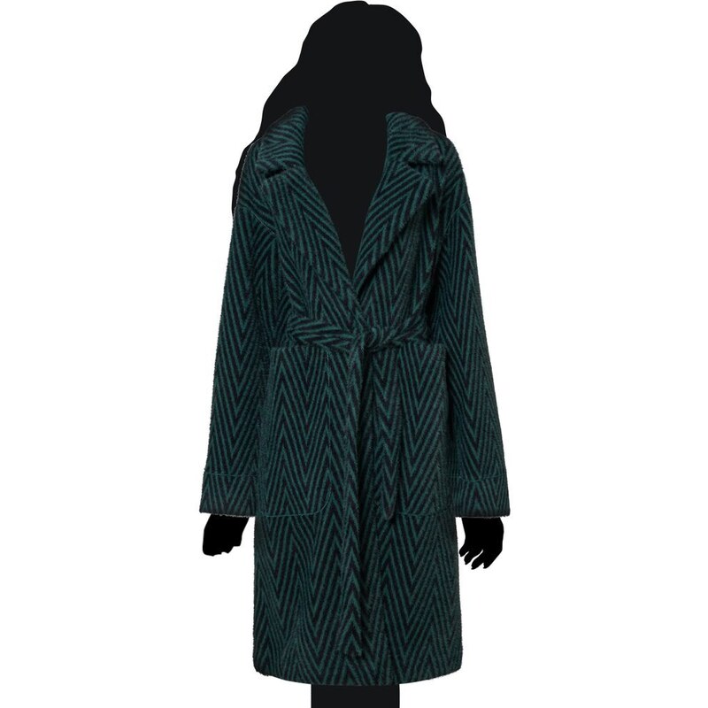 Due Linee Dámský oboustranný kabát smaragdový