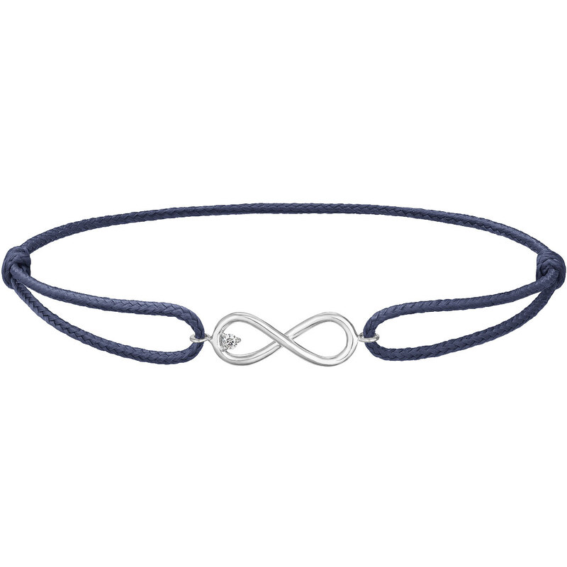 Tiami Provázkový náramek Infinity z bílého zlata s diamantem