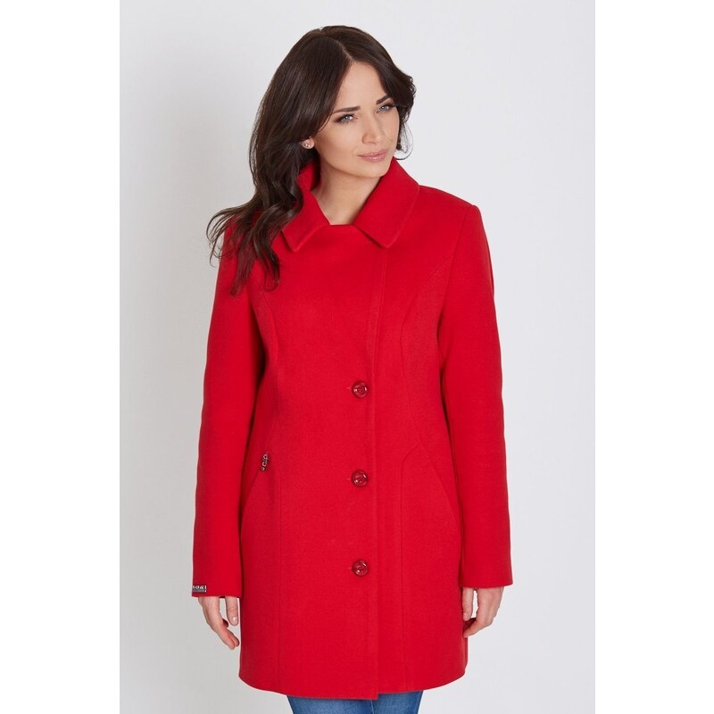 Maistyle Červený kabátek s páskem Roxana