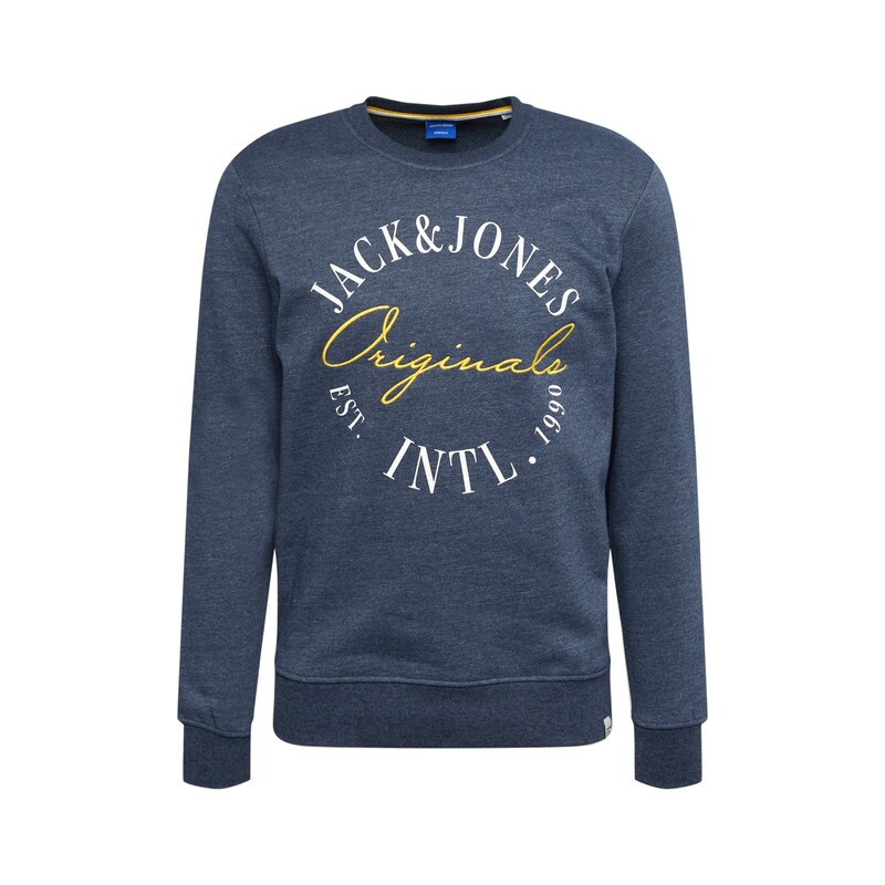JACK & JONES Mikina Willow modrý melír / žlutá / bílá