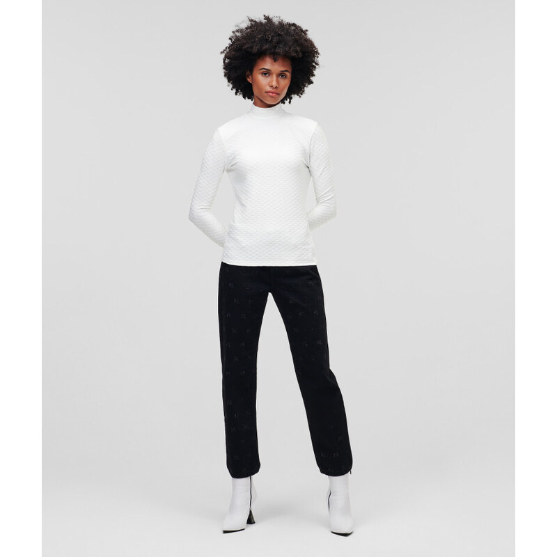 ROLÁK KARL LAGERFELD L-SLV TEXTURE MOCKNECK TOP