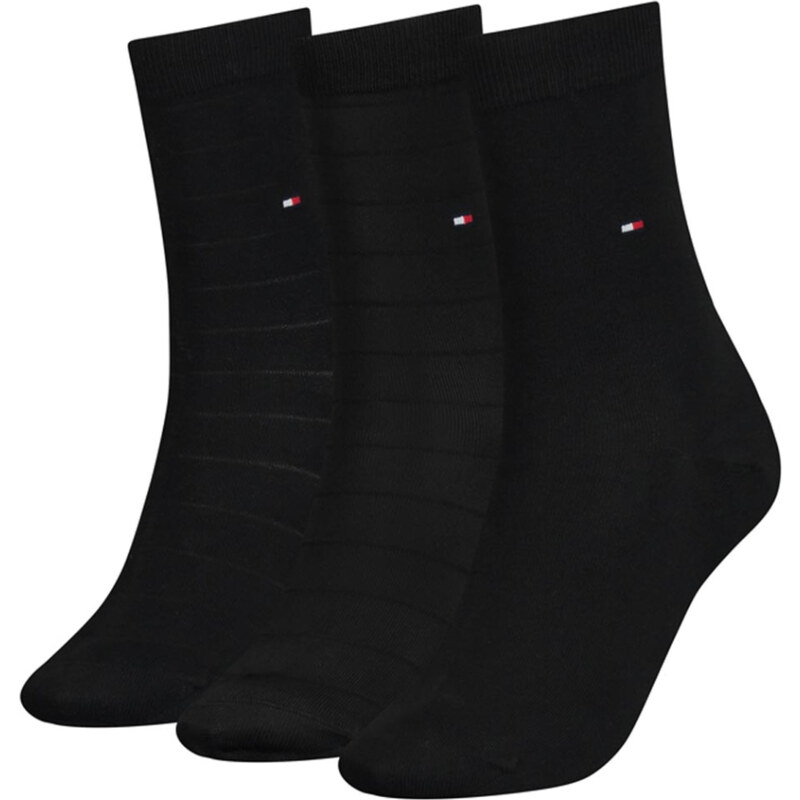 Tommy Hilfiger dámské černé ponožky 3 pack