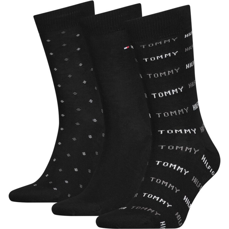 Tommy Hilfiger pánské černé ponožky 3 pack