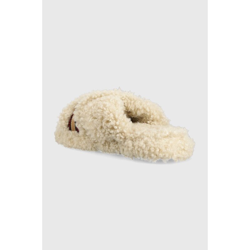 Pantofle Tommy Hilfiger Sherpa Fur Home Slippers Straps béžová barva