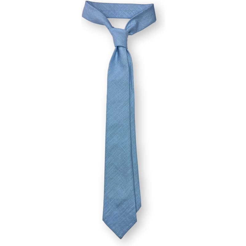 Kolem Krku Světle modrá lněná kravata Premium