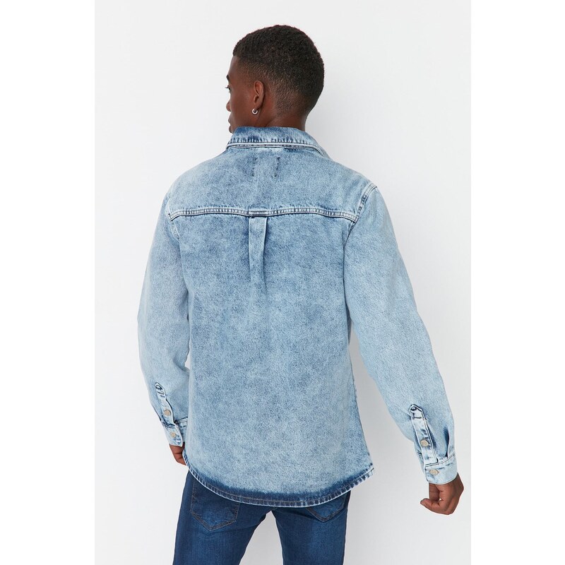 Trendyol Pánská modrá džínová bunda regular fit