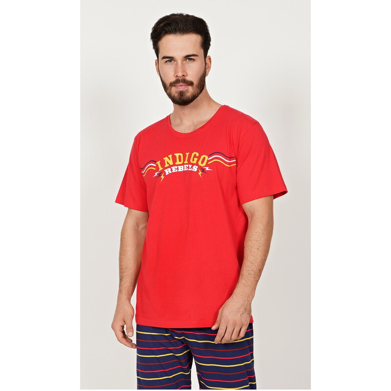 Gazzaz Pánské pyžamo kapri Indigo, barva červená, 100% bavlna