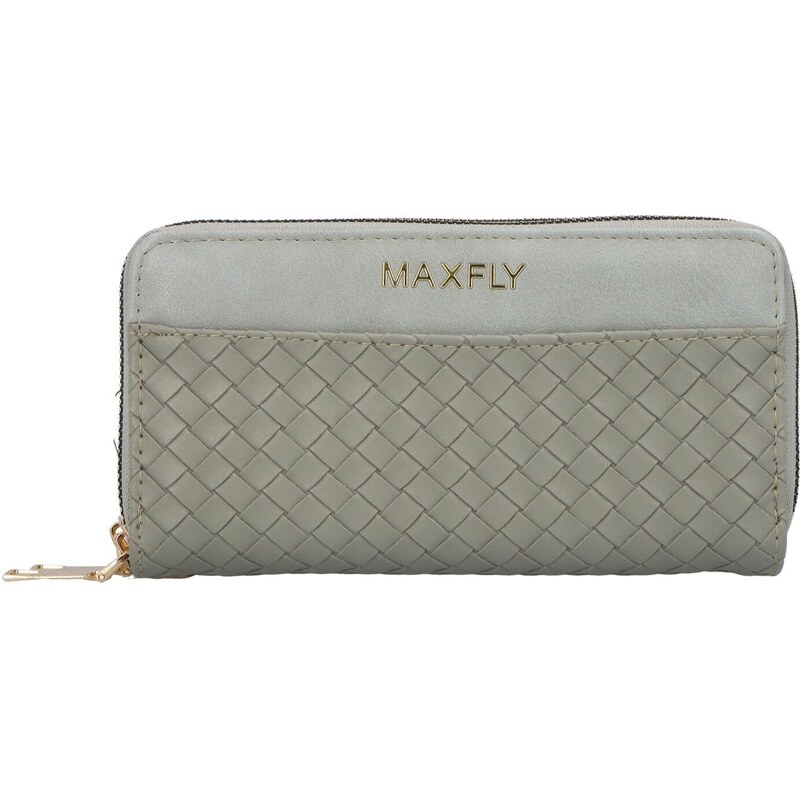 MaxFly Velká a prostorná dámská koženková peněženka Dolly, šedá