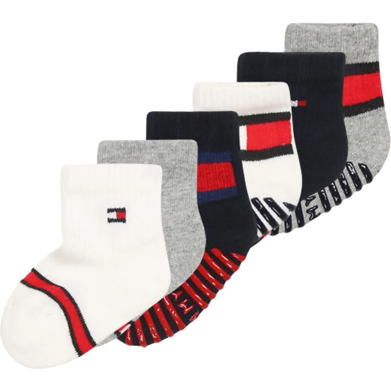 TOMMY HILFIGER Ponožky tmavě modrá / šedý melír / jasně červená