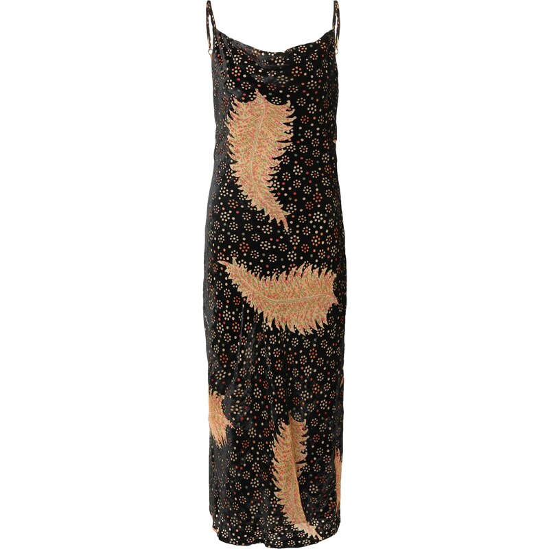 Nasty Gal Šaty tmavě béžová / zelená / světle červená / černá