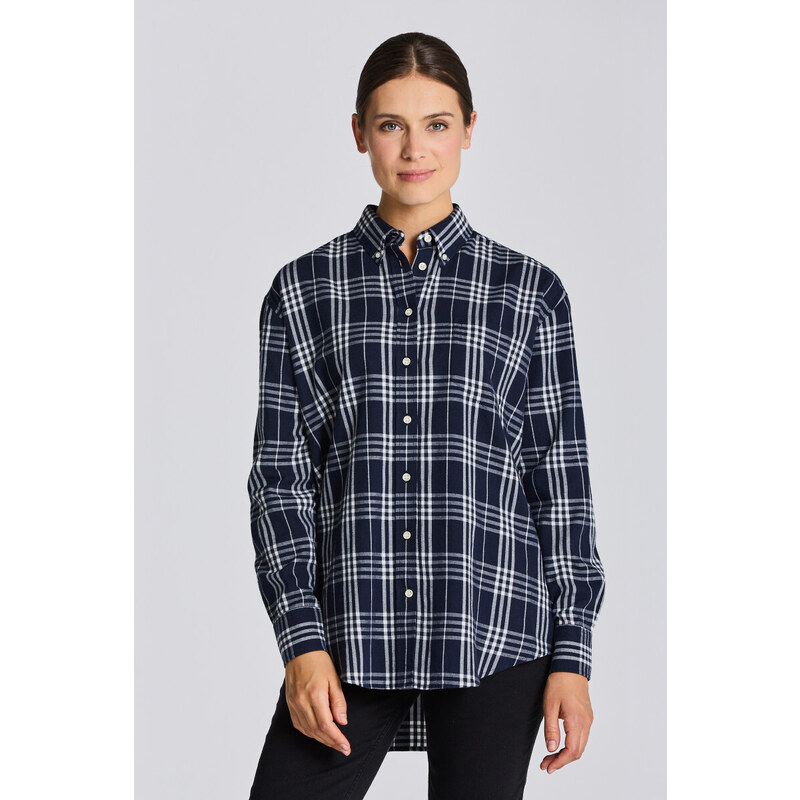 KOŠILE GANT D2. RELAXED CHECK FLANNEL SHIRT modrá 36