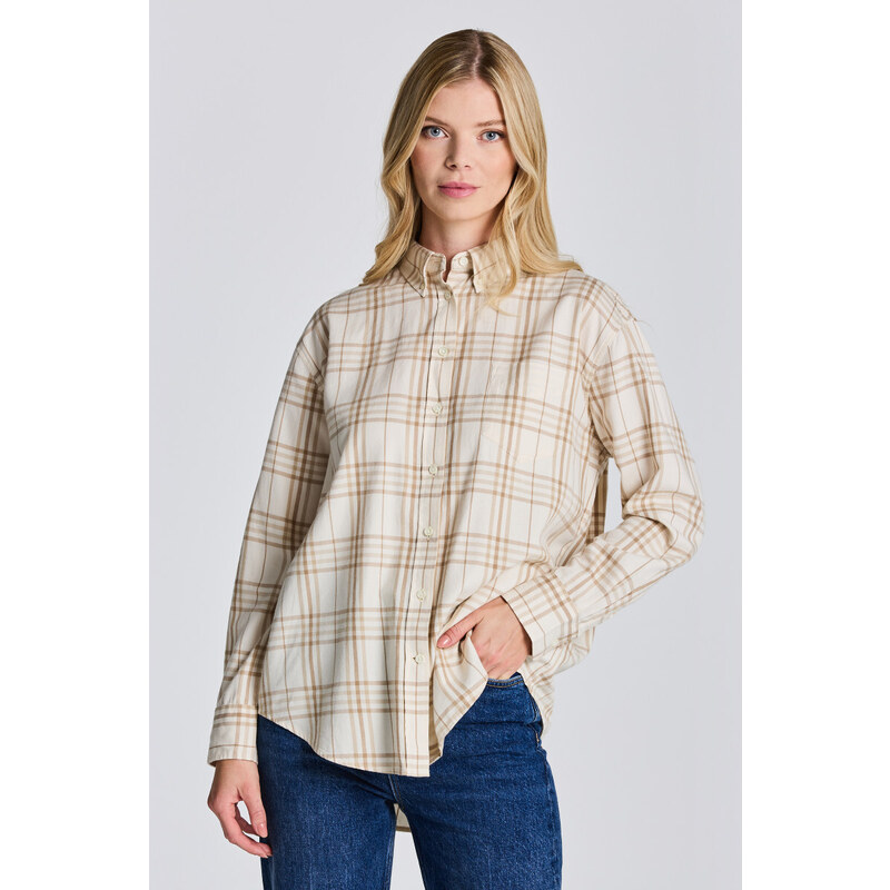 KOŠILE GANT D2. RELAXED CHECK FLANNEL SHIRT bílá 36