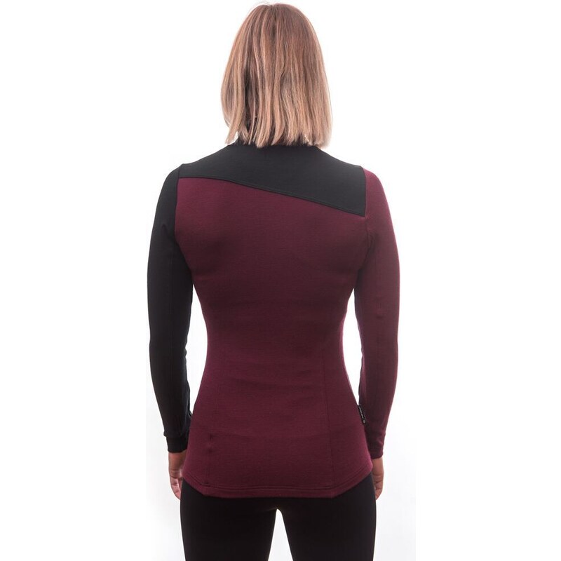 SENSOR MERINO EXTREME dámská mikina dl.rukáv zip port red/černá