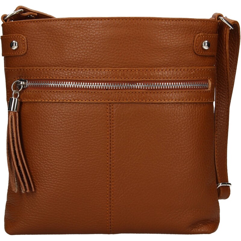 Dámská kožená crossbody kabelka Italia Laura - koňak
