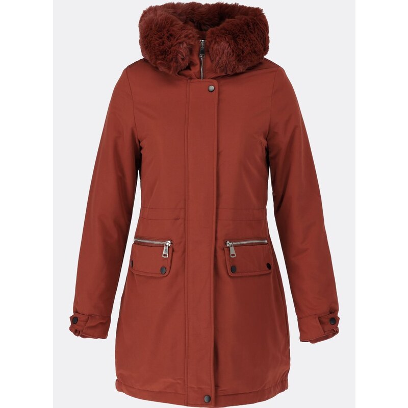 MODOVO Dámská zimní bunda s kapucí červenohnědá