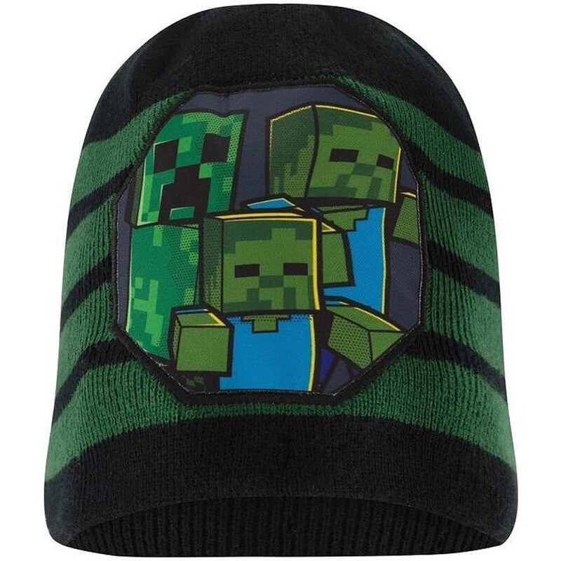 Fashion.uk Teplá úpletová čepice Minecraft - Creeper a Zombie