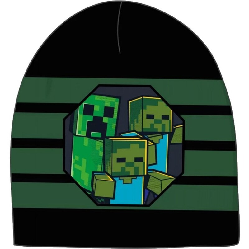 Fashion.uk Teplá úpletová čepice Minecraft - Creeper a Zombie