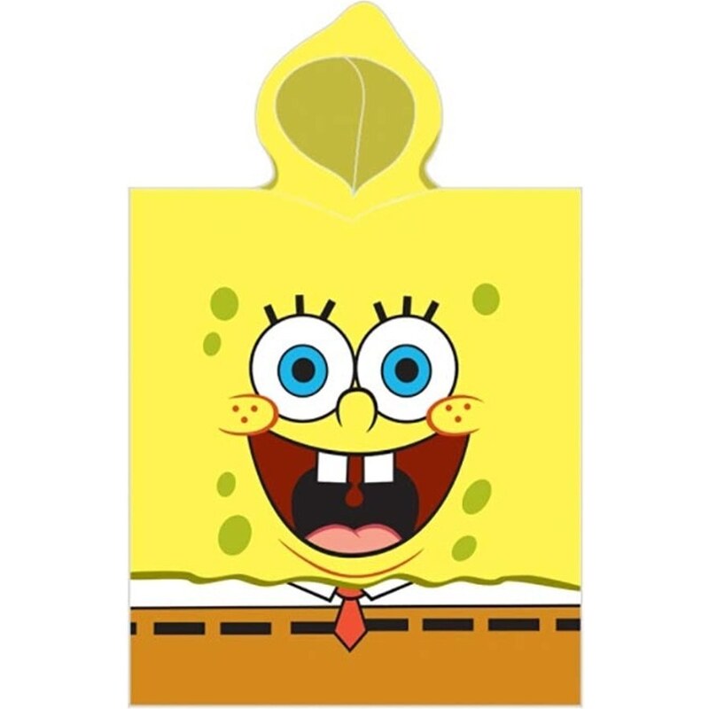 Carbotex Dětské plážové pončo - osuška s kapucí SpongeBob - 100% bavlna - 50 x 115 cm