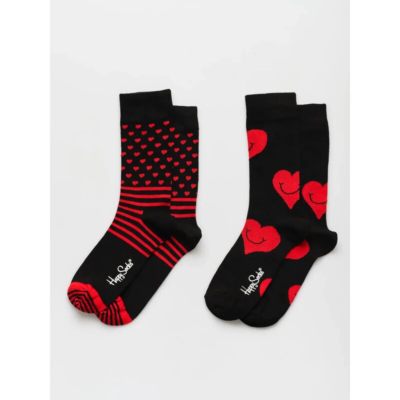 Happy Socks Valentine 2Pk (black/red)červená