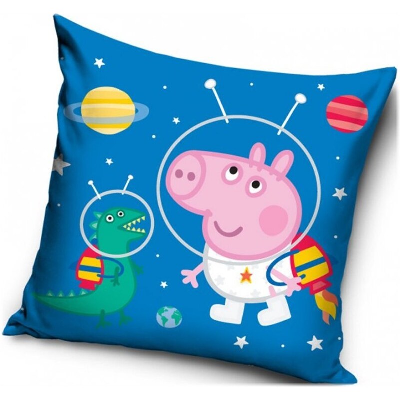 Carbotex Povlak na polštář Prasátko Peppa - Peppa Pig - motiv George ve vesmíru - 40 x 40 cm