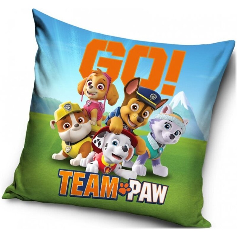 Carbotex Dětský polštář Tlapková patrola - Paw Patrol - motiv GO! - 40 x 40 cm