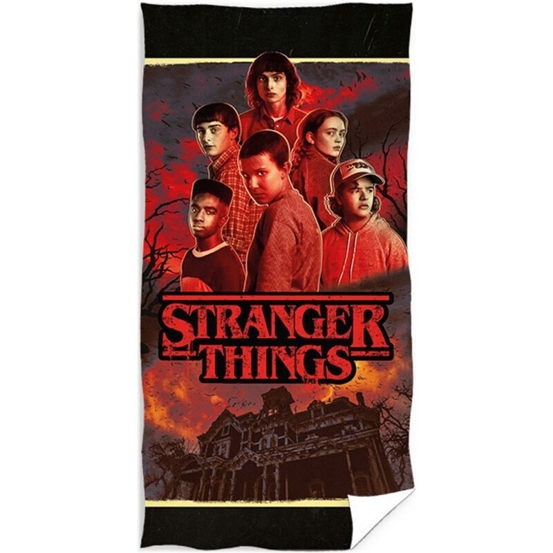 Carbotex Bavlněná osuška Stranger Things - motiv Season 4 - 100% bavlna, froté s gramáží 320 gr./m² - 70 x 140 cm