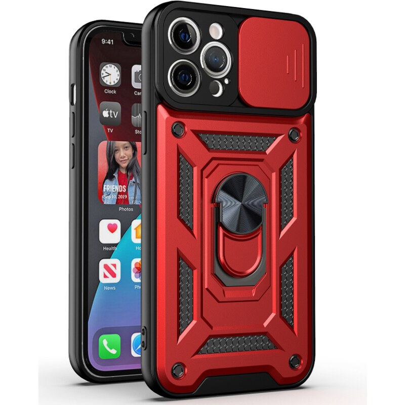 Ochranný kryt pro iPhone 13 Pro - Mercury, Camera Slide Red